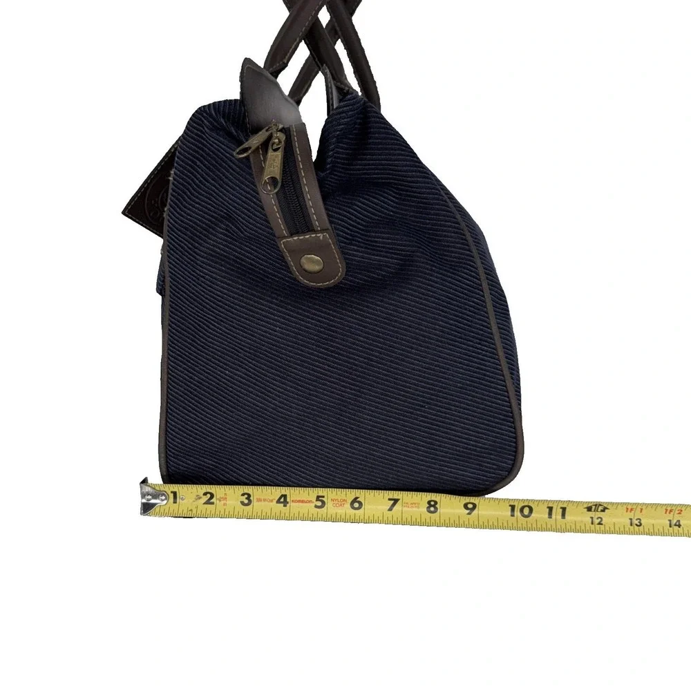 Vintage JG Hook Weekender Travel Bag Duffle Navy Blue Striped Canvas Preppy 90s